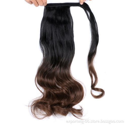 Cheap Ponytails Hair Attachment Long Curl Afro Ponytail Braiding Hair Pieces Yaki Synthetic Fiber Solid And Mix Color